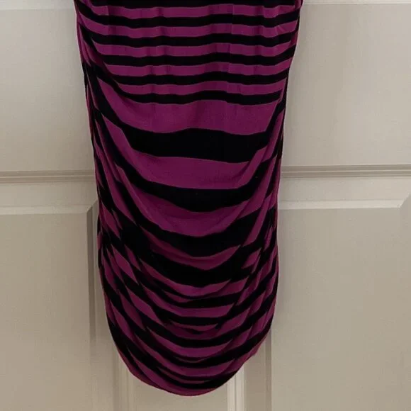 NWOT Felicity & Coco Stripped Ruched Side-Seems Midi Dress - Size L - Picture 4 of 7